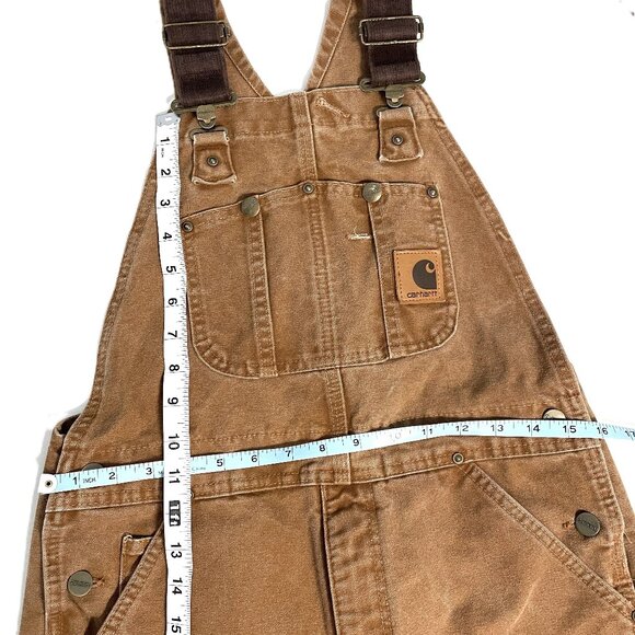 Carhartt Overalls Men’s 30x30 Duck Canvas Bib Double Knee Flannel Lined R42 BRN - Picture 10 of 16